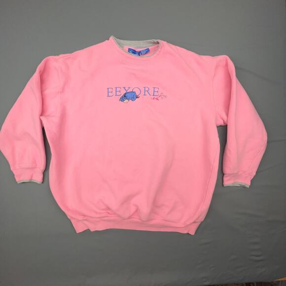 Vintage Pink Disney Pooh Eeyore Embroidered Sweatshirt Adult XL - Picture 1 of 7